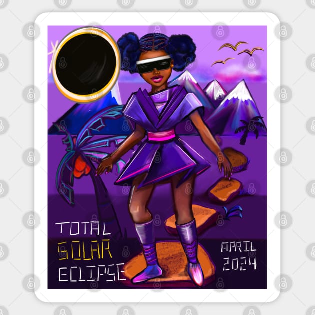 The top 10 best Black girl Total Solar Eclipse April 8 2024 Afro woman gift ideas for black girls and women Solar eclipse Sticker by Artonmytee